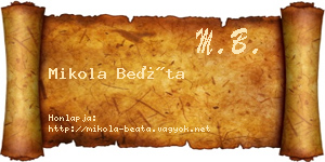Mikola Beáta névjegykártya